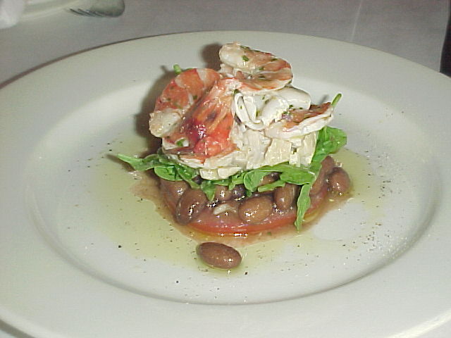 Borlotti bean salad with albacore tuna, calamari and shrimp in lemon citronette