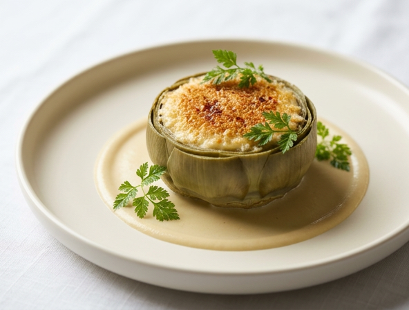 Baked artichokes with eggs and Parmigiano