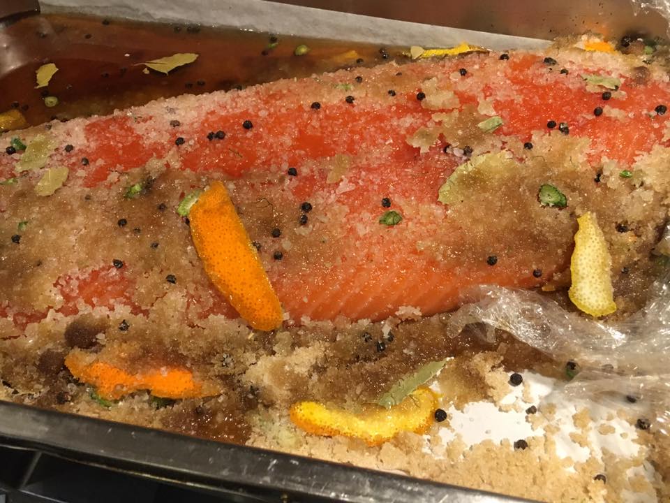Grappa‑cured salmon fillet