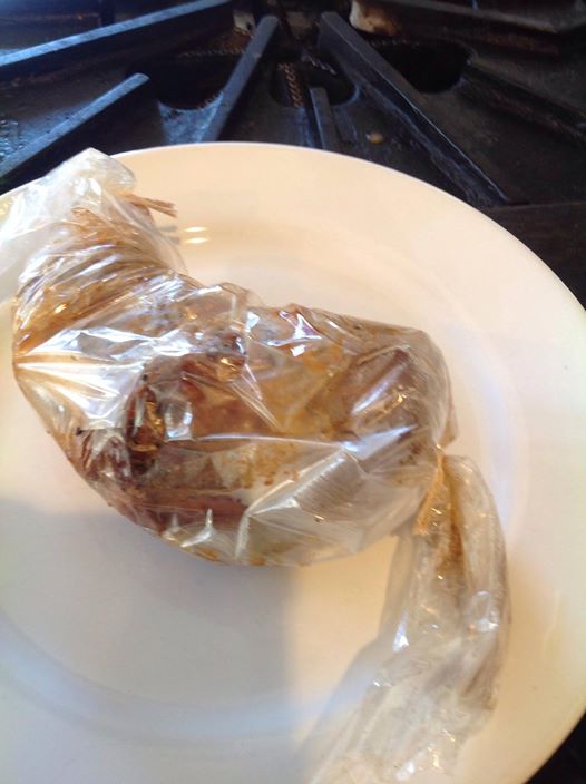 Roasted Lamb Shank with Goat-Cheese Potato Gratin plated