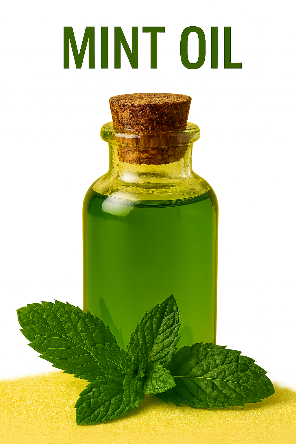 Mint oil in a bottle