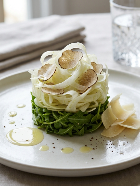 Shaved fennel and arugula salad with Parmesan