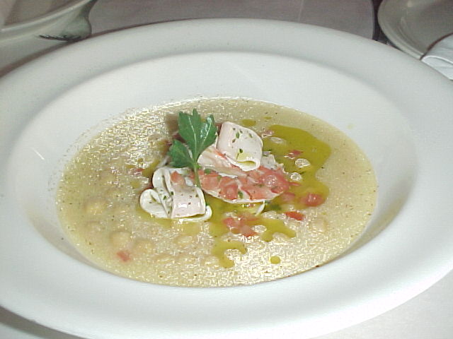 Mare e ceci chilled chickpea soup with seafood